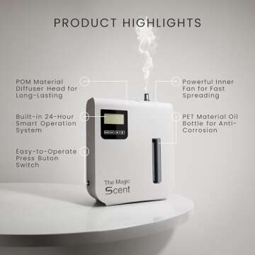 The Magic Scent Diffuser - Scent Air Machine for Home & Commercial Use, Covers 2000 sq. ft., Nebulizing Diffuser - HVAC Diffuser or Portable Large Room Waterless Diffusers - Aroma Oil Included