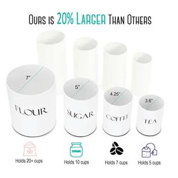 OUTSHINE Kitchen Canisters Set of 4 | Stylish Farmhouse Decor