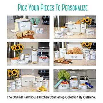OUTSHINE Kitchen Canisters Set 4 | Farmhouse Storage Containers