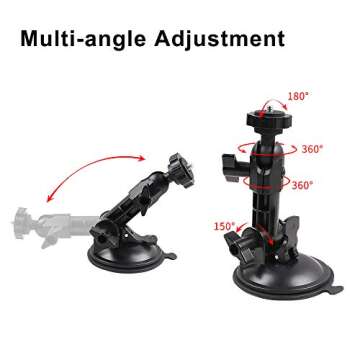 Powerful Suction Cup Camera Car Mount with Tripod Adapter and Phone Holder for GoPro Hero 13/12/11/1...
