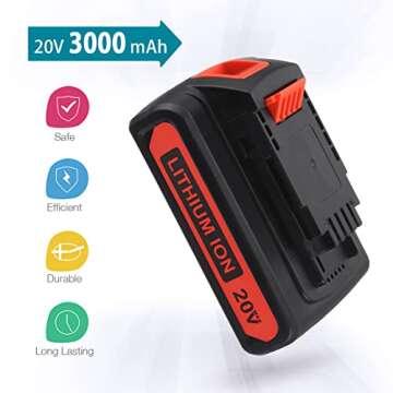 ORHFS 3000mAh 20V Battery Replacement for Black & Decker