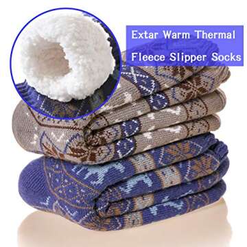 DoSmart Mens Fuzzy Slipper Socks Fleece Cozy Winter Warm Non Slip Socks Soft Fluffy Indoor Christmas...