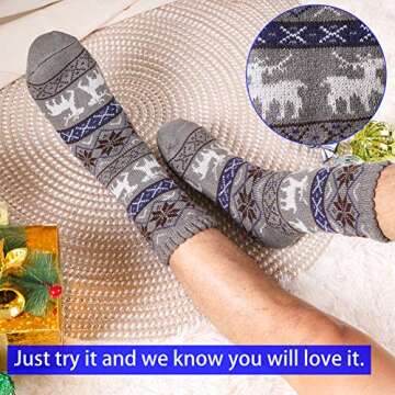 DoSmart Men's Cozy Fuzzy Slipper Socks for Winter Comfort