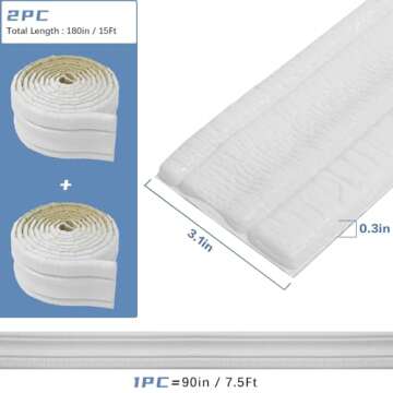 WADILE 180"x 3.1" Crown Molding Peel and Stick, Flexible Wallpaper Border Wall Trim Border, Self Adhesive Mirror Moulding Frame Lines, 3D Edging Foam Ceiling Baseboard, White