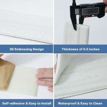 WADILE 180"x 3.1" Crown Molding Peel and Stick, Flexible Wallpaper Border Wall Trim Border, Self Adhesive Mirror Moulding Frame Lines, 3D Edging Foam Ceiling Baseboard, White