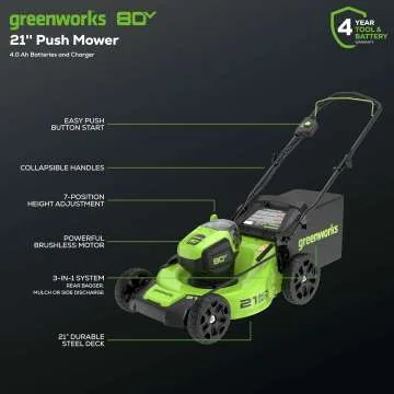Greenworks 80V Lawn Mower with 4Ah Battery