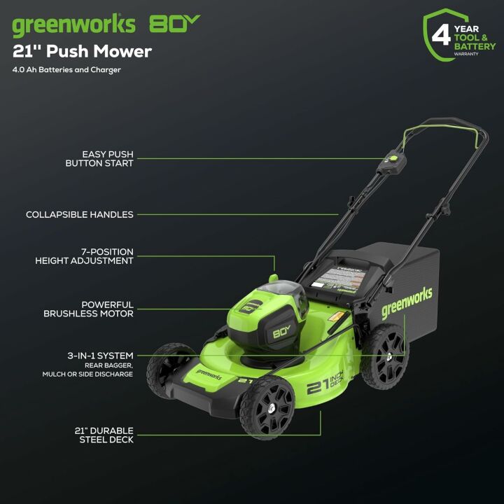 Greenworks 80V Lawn Mower with 4Ah Battery