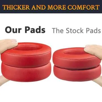 SoloWIT Replacement Ear Pads Cushions for Beats Studio 2 & Studio 3 Wired & Wireless Headphones, Earpads with Soft Protein Leather, Noise Isolation Memory Foam, Added Thickness - Red