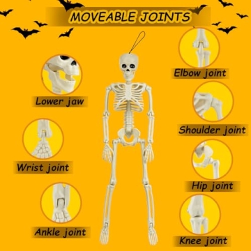 6 Halloween Skeletons with Posable Joints for Spooky Decor
