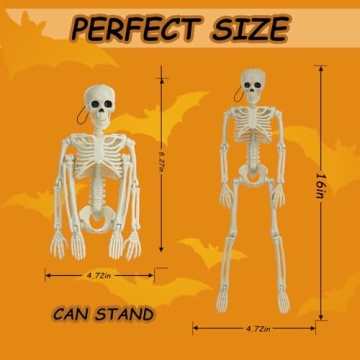 6 Halloween Skeletons with Posable Joints for Spooky Decor
