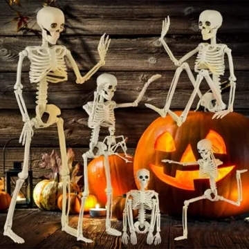 6 Halloween Skeletons with Posable Joints for Spooky Decor