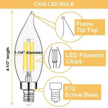 Dimmable E12 LED Candelabra Bulbs with Vintage Flame Tip