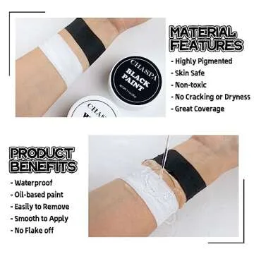 CHASPA Face Paint Black + White Clown Makeup Face Body Paint Set, High Pigment Professional Oil-Based Cosmetic Paint for Halloween SFX Makeup Costume Multiple Uses(60g/2.11 oz)