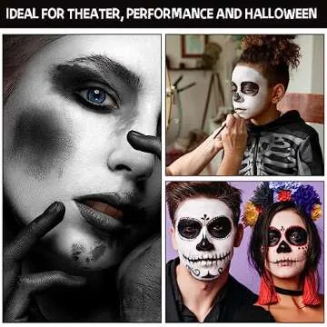 CHASPA Face Paint Black + White Clown Makeup Face Body Paint Set, High Pigment Professional Oil-Based Cosmetic Paint for Halloween SFX Makeup Costume Multiple Uses(60g/2.11 oz)