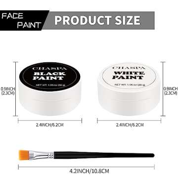 CHASPA Face Paint Black + White Clown Makeup Face Body Paint Set, High Pigment Professional Oil-Based Cosmetic Paint for Halloween SFX Makeup Costume Multiple Uses(60g/2.11 oz)