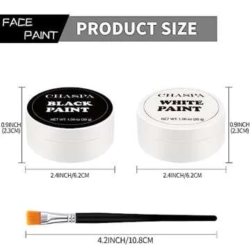 CHASPA Face Paint Black + White Clown Makeup Face Body Paint Set, High Pigment Professional Oil-Based Cosmetic Paint for Halloween SFX Makeup Costume Multiple Uses(60g/2.11 oz)
