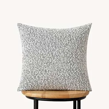 Woaboy Pack of 1 Decorative Throw Pillow Cover Pillowcase Textured Boucle Square Sofa Couch Pillow Home Decor for Living Room Woven Modern Cushion Case 24 x 24 Inch Black&White