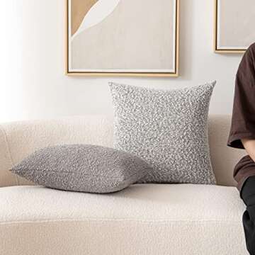 Woaboy Pack of 1 Decorative Throw Pillow Cover Pillowcase Textured Boucle Square Sofa Couch Pillow Home Decor for Living Room Woven Modern Cushion Case 24 x 24 Inch Black&White