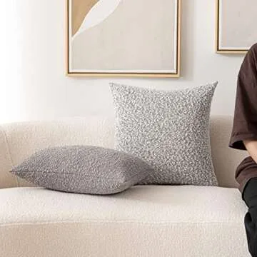 Woaboy Pack of 1 Decorative Throw Pillow Cover Pillowcase Textured Boucle Square Sofa Couch Pillow Home Decor for Living Room Woven Modern Cushion Case 24 x 24 Inch Black&White