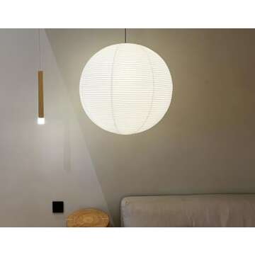 Henjjras White Round paper lamp shade 50cm(19Inch) Chinses Lantern Pendant Lamp Shade,Large Foldable Lampshade