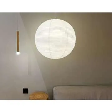 Henjjras White Round paper lamp shade 50cm(19Inch) Chinses Lantern Pendant Lamp Shade,Large Foldable Lampshade