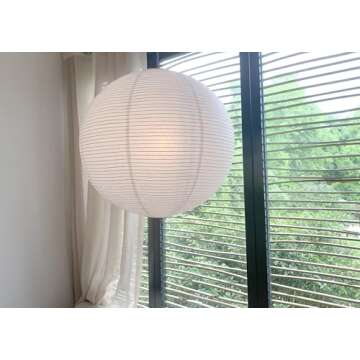 Henjjras White Round paper lamp shade 50cm(19Inch) Chinses Lantern Pendant Lamp Shade,Large Foldable Lampshade