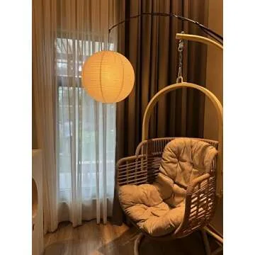 Henjjras White Round paper lamp shade 50cm(19Inch) Chinses Lantern Pendant Lamp Shade,Large Foldable Lampshade