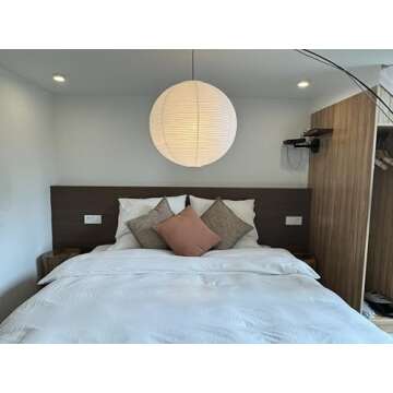 Henjjras White Round paper lamp shade 50cm(19Inch) Chinses Lantern Pendant Lamp Shade,Large Foldable Lampshade