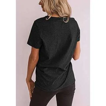 Qrupoad Womens Valentines Gifts Kiss Lips Leopard Print Tongue T-Shirt Summer Casual Cool Graphic Tees Tops Black