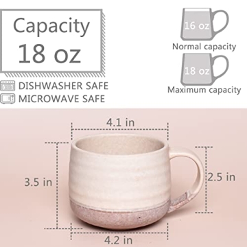 Bosmarlin Ceramic 18 Oz Latte Mugs Set of 2