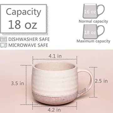 Bosmarlin Ceramic 18 Oz Latte Mugs Set of 2