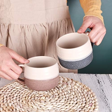 Bosmarlin Ceramic 18 Oz Latte Mugs Set of 2