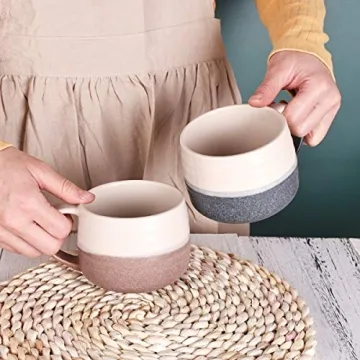 Bosmarlin Ceramic 18 Oz Latte Mugs Set of 2