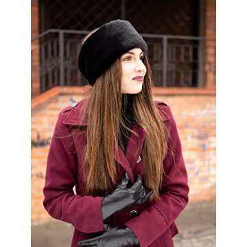 Futrzane Modern Headband - Ladies Winter Fur Headbands - Soft Russian Ear Warmer - Size M (Black)