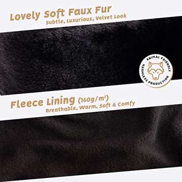 Futrzane Modern Headband - Ladies Winter Fur Headbands - Soft Russian Ear Warmer - Size M (Black)