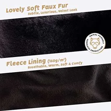 Futrzane Modern Headband - Ladies Winter Fur Headbands - Soft Russian Ear Warmer - Size M (Black)