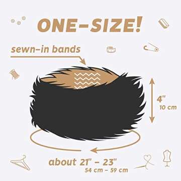 Futrzane Modern Headband - Ladies Winter Fur Headbands - Soft Russian Ear Warmer - Size M (Black)