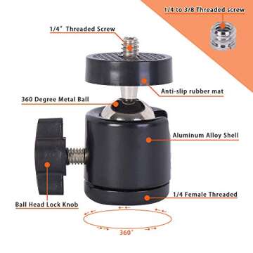 IMT 6" Suction Cup Camera Mount with 360 Ball Head, Air Pump Vacuum Suction Mount for Action Camera/DSLR/Camcorders/Phone, Camera Holder on Windshield/Window/Dashboard/Boats