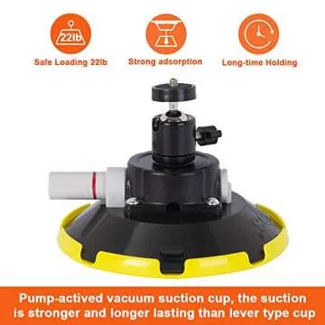 IMT 6" Suction Cup Camera Mount with 360 Ball Head, Air Pump Vacuum Suction Mount for Action Camera/DSLR/Camcorders/Phone, Camera Holder on Windshield/Window/Dashboard/Boats