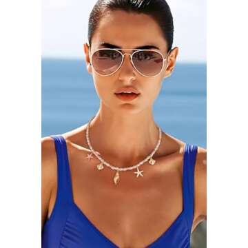 LILIE&WHITE Sea Shell Necklace for Women - Adjustable Summer Jewelry