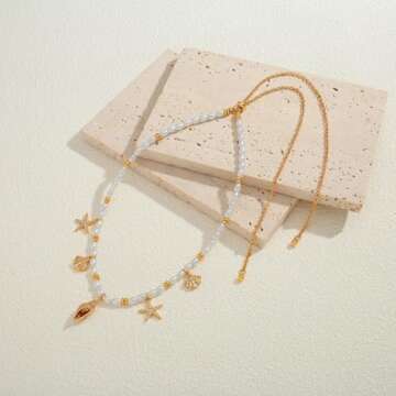 LILIE&WHITE Sea Shell Necklace for Women - Adjustable Summer Jewelry