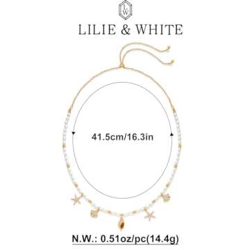 LILIE&WHITE Sea Shell Necklace for Women - Adjustable Summer Jewelry