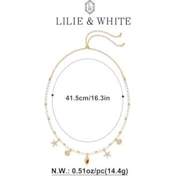 LILIE&WHITE Sea Shell Necklace for Women - Adjustable Summer Jewelry