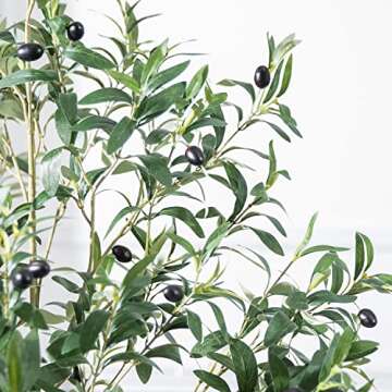 JUSTOYOU Artificial Olive Tree 6 Feet Fake Topiary Olive Trees Faux Tree Plants in Pot Olive Fruits and Leaves Tree for Indoor Outdoor Decor Home Office Garden Modern Decoration Housewarming Gift