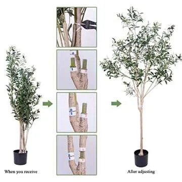 JUSTOYOU Artificial Olive Tree 6 Feet Fake Topiary Olive Trees Faux Tree Plants in Pot Olive Fruits and Leaves Tree for Indoor Outdoor Decor Home Office Garden Modern Decoration Housewarming Gift