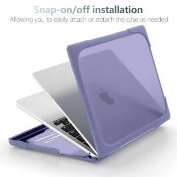 DONGKE for MacBook Air 13 Inch Case 2021 2020 2019 2018 A2337 M1 A2179 A1932 with Retina Display & Touch ID, Heavy Duty Rugged Shockproof Plastic Hard Shell with Fold Kickstand - Lavender Gray