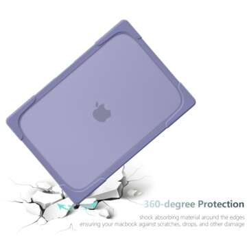 DONGKE for MacBook Air 13 Inch Case 2021 2020 2019 2018 A2337 M1 A2179 A1932 with Retina Display & Touch ID, Heavy Duty Rugged Shockproof Plastic Hard Shell with Fold Kickstand - Lavender Gray