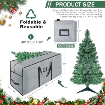 EMOMAS 7.5ft Heavy Duty Christmas Tree Storage Bag for Easy Holiday Storage