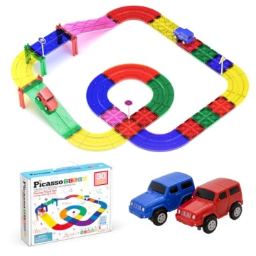 PicassoTiles Magnetic Race Track Toys - STEM Fun for Kids