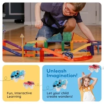 PicassoTiles Magnetic Race Track - Fun STEM Toy for Kids